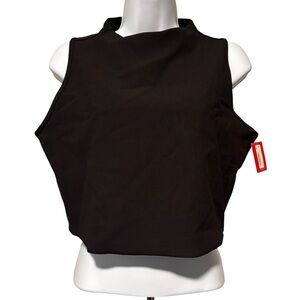 SPANX Women’s Contour Rib Mock Neck Crop Top Black 1X NWT